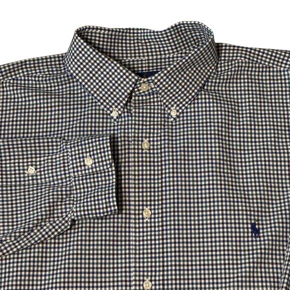 Ralph‎ Lauren Button Front Shirt Size 2XLT Green Blue Brown Check Tall - Picture 1 of 10